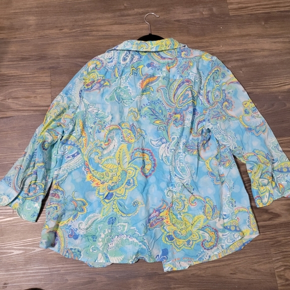 Lauren Ralph Lauren Womens Paisley Print Button Top 2X Colorful Blouse - Picture 3 of 3